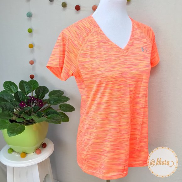 Hi-Vis UA Heatgear Short Sleeve Tech Sport Top - Picture 2 of 15